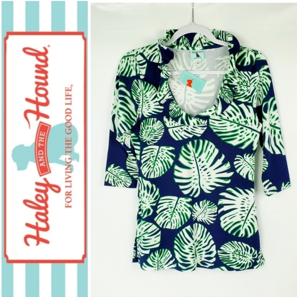 Haley and the Hound Cotton Ruffle V-neck Tunic